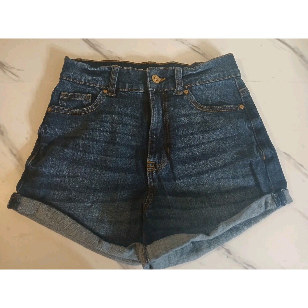 Womens Juniors Size 3 Denim Blue Jean Shorts High Rise Medium/Dark Wash NoBo